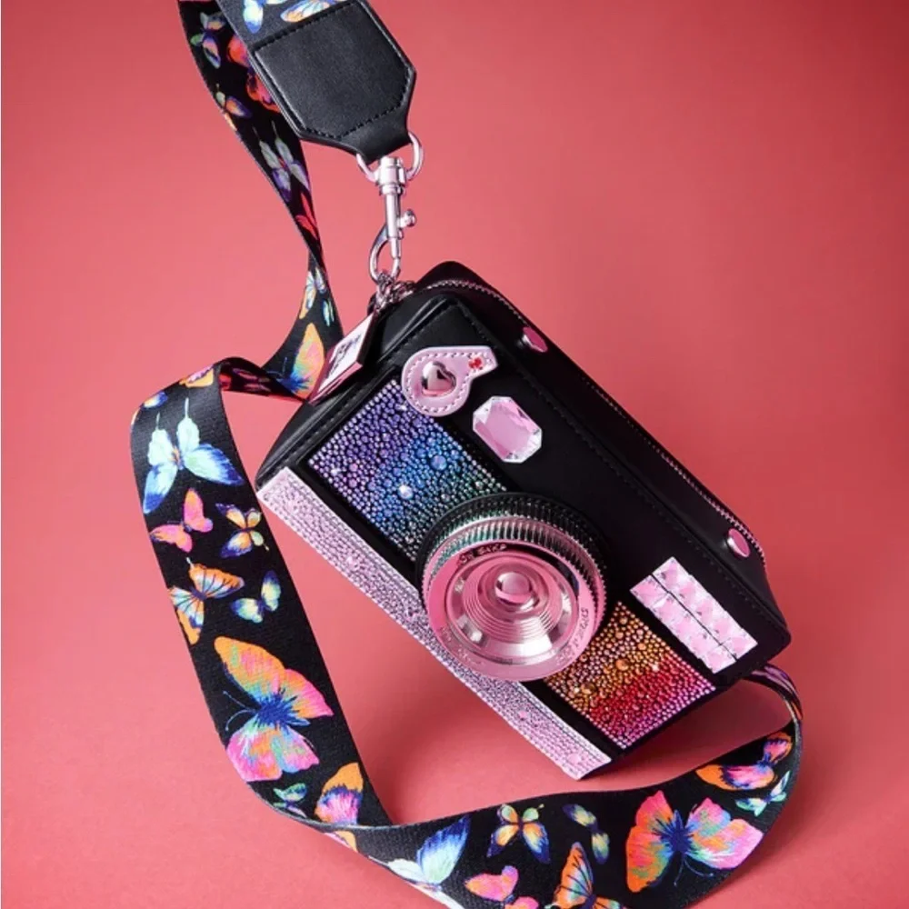 Betsey Johnson Novelty Multicolor Camera-Shaped Crossbody Bag! With Bling 🤩